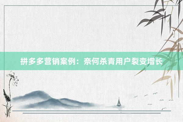 拼多多营销案例：奈何杀青用户裂变增长