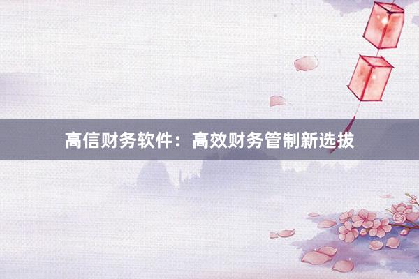高信财务软件：高效财务管制新选拔